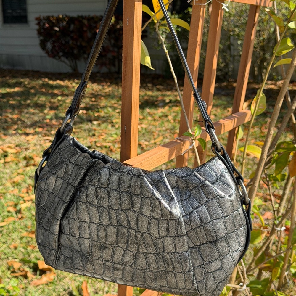 VERA BRADLEY Gray Croc-Embossed Shoulder Bag - Picture 8 of 11